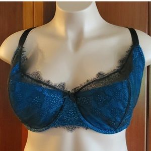 Cacique Blue French Balconette with Fishnet Lace Overlay 42H